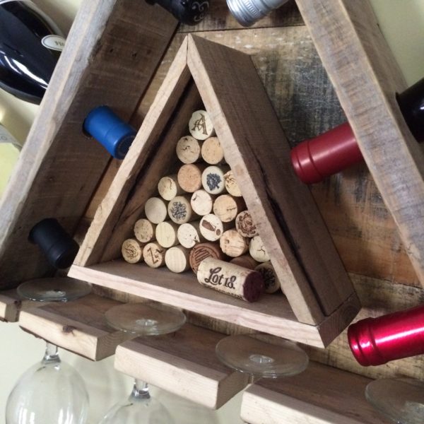triangle wine rack close up